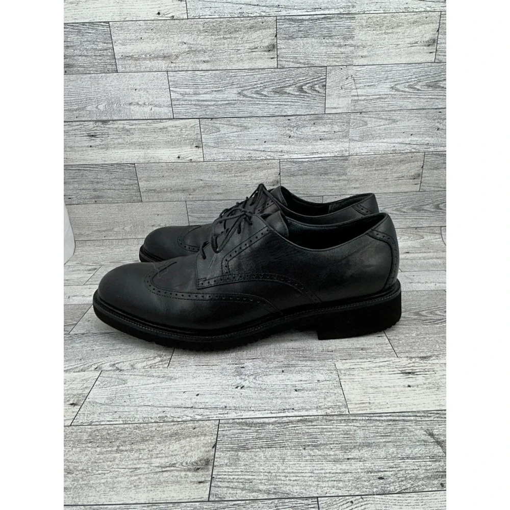 Rockport Dressports Wingtip Oxfords Black Leather Lace Up Men Shoes 10W‎